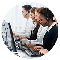 Group of call center support representatives 